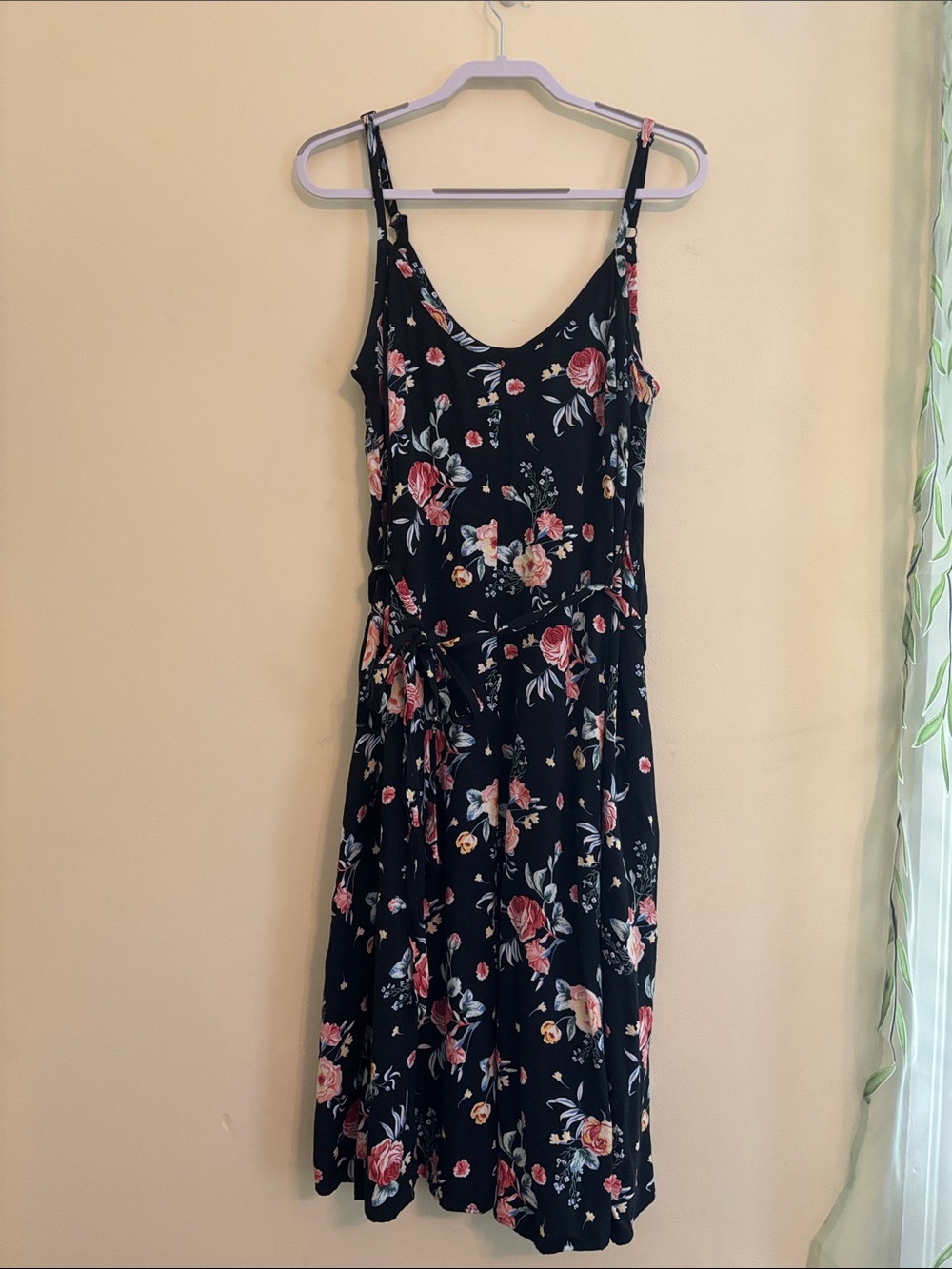 torrid black floral tie-waist midi dress